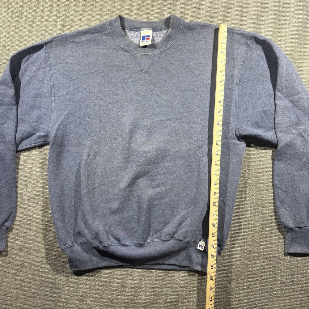 Russell Athletic Sweatshirt Mens Medium Blue Crewneck Pullover Fleece Solid - Picture 3 of 6